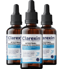 Clarexin Intestinal Parasite Cleanse — three bottles of natural herbal parasite cleanse drops